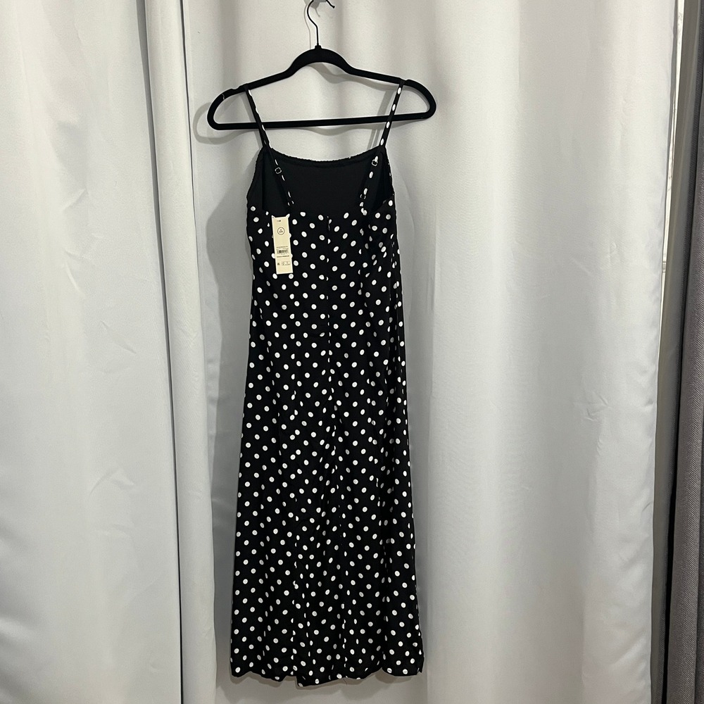 No Boundaries Maxi Slip Dress Women M Black White Polka Dot Retro Rockabilly 90s - Picture 4 of 15